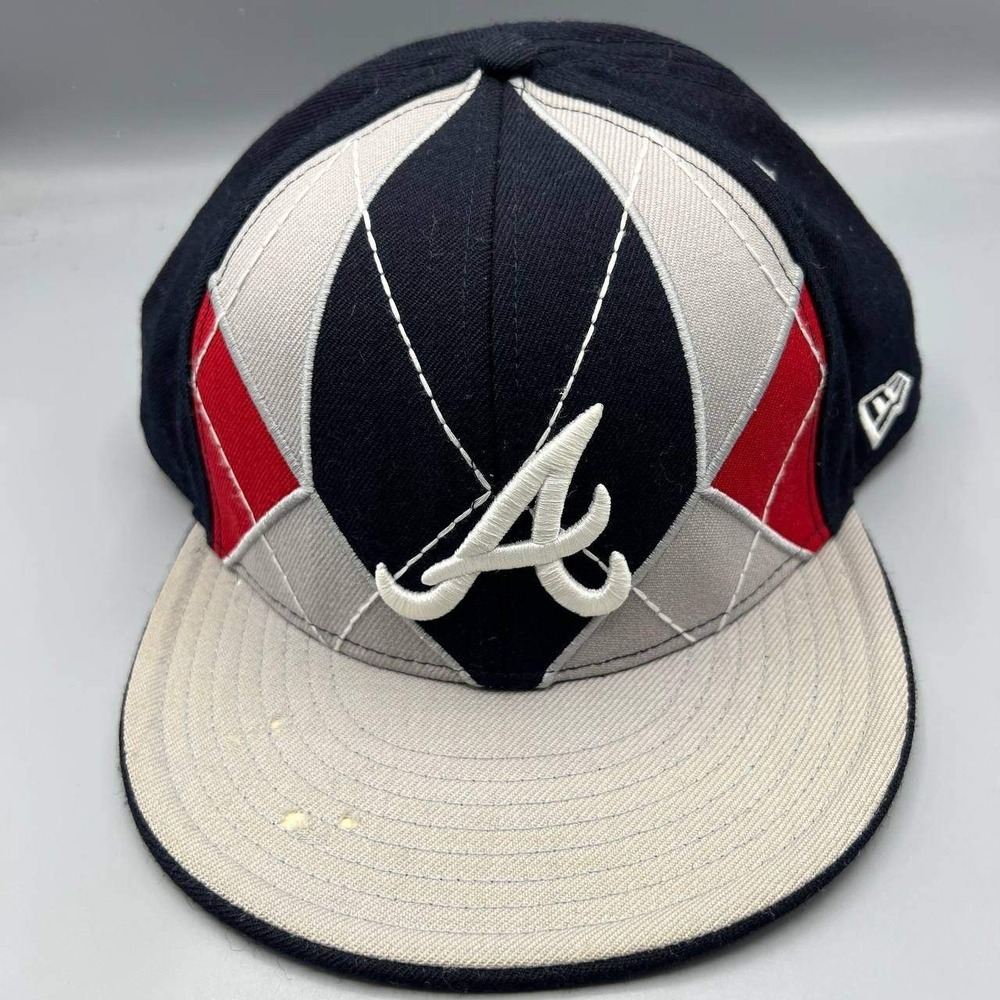 Atlanta Braves Hat Men 8 Argyle Embroidered 59Fifty New Era MLB Fitted Cap